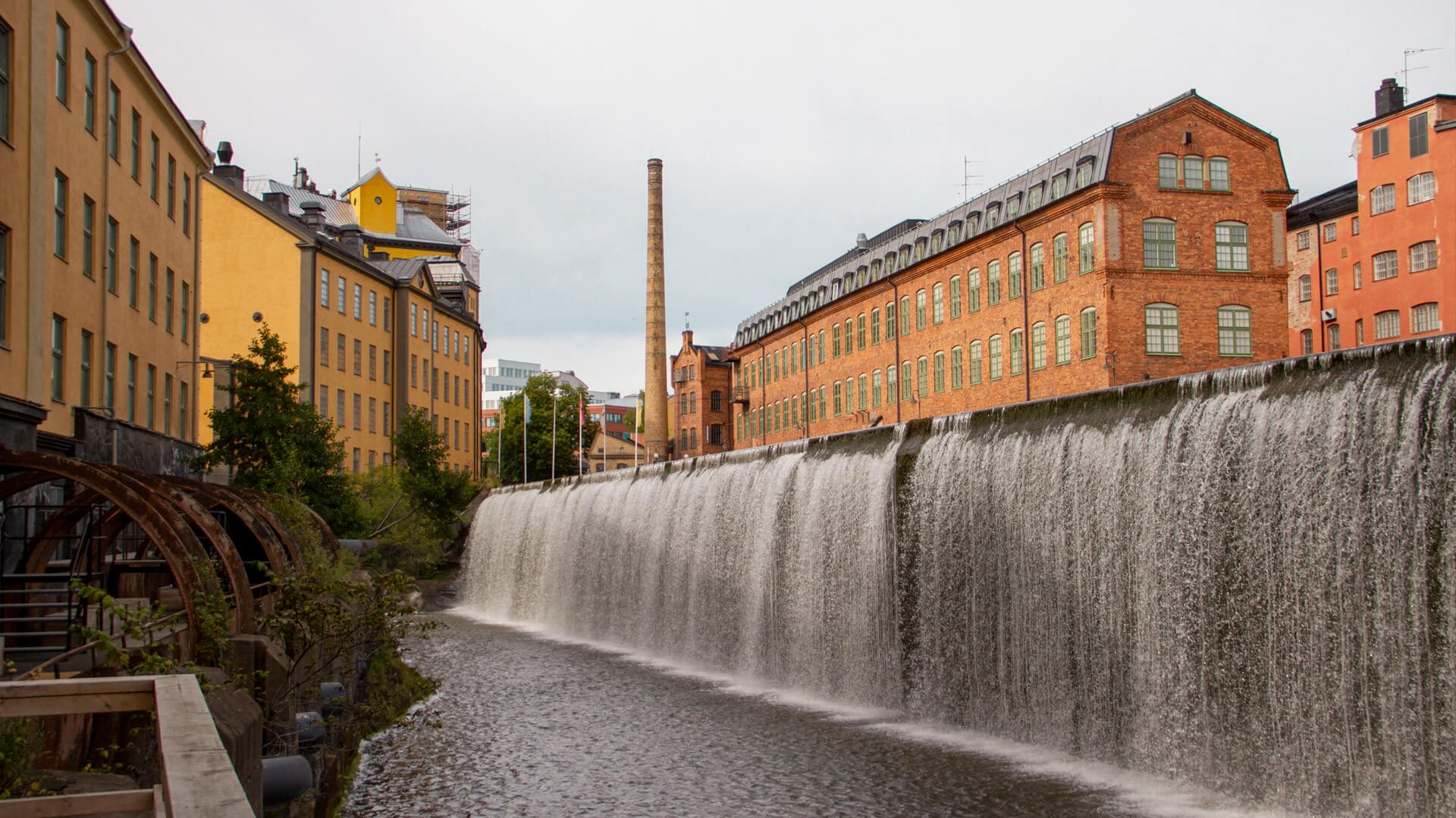 Vattenfallet i Industrilandskapet i Norrköping.